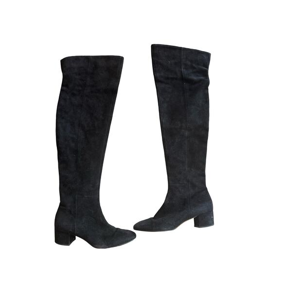 Gianvito Rossi Shoes - Gianvito Rossi Black Over the Knee Suede Boots 38.5